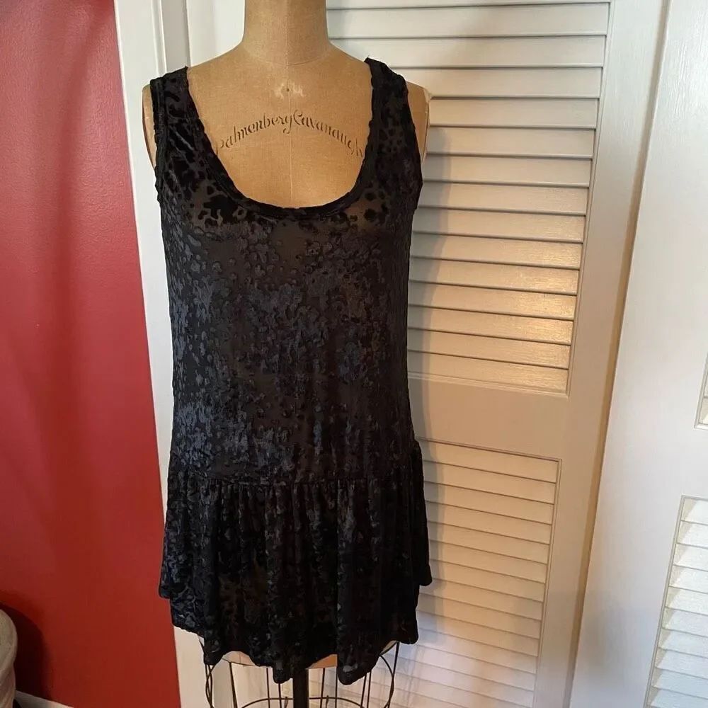 CURATORIAL | sheer black pattern mini dress S